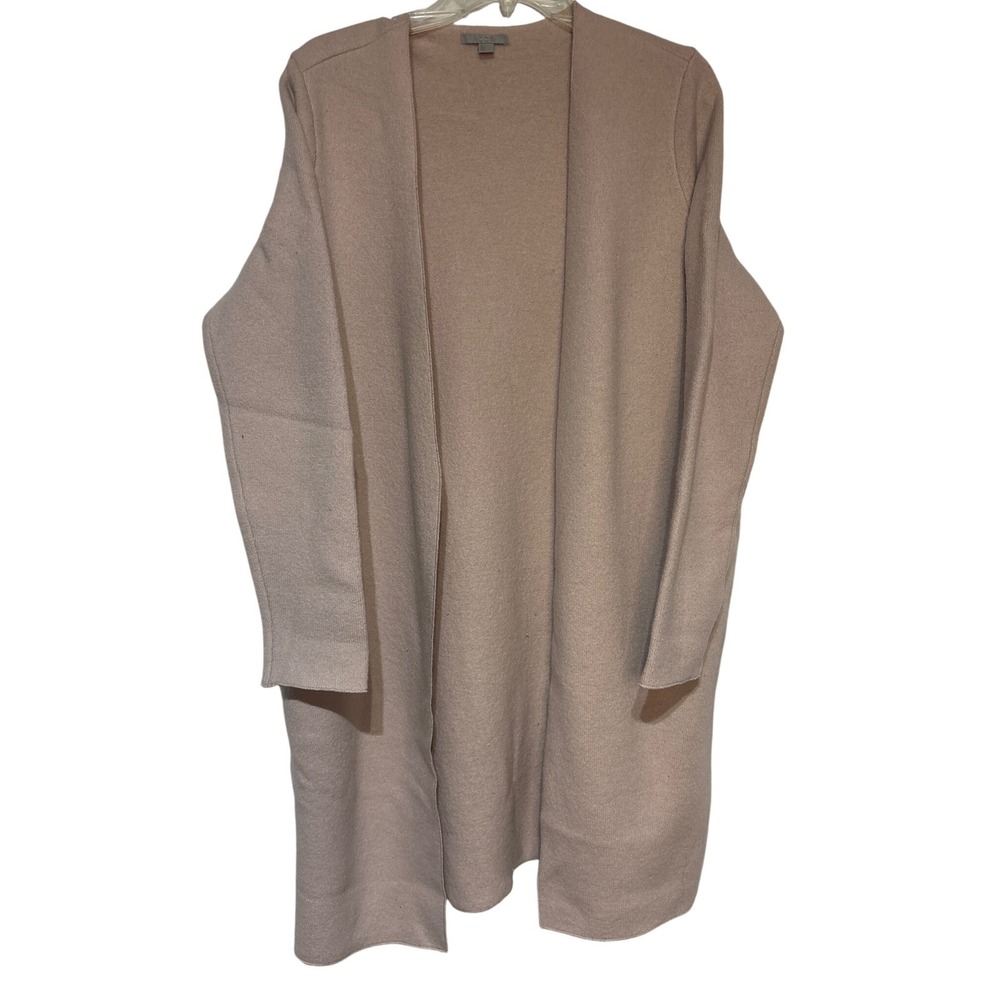 COS Women Pale Pink 100% Wool  Open Front Long Sleeve Knit Cardigan Sweater S